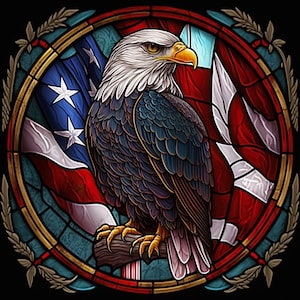 USA Flag Stained Glass With Eagle Design for tumbler sublimation, t-shirt design, wall art - PNG file