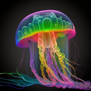 Rainbow Jellyfish design for tumbler sublimation, t-shirt design, wall art - PNG file