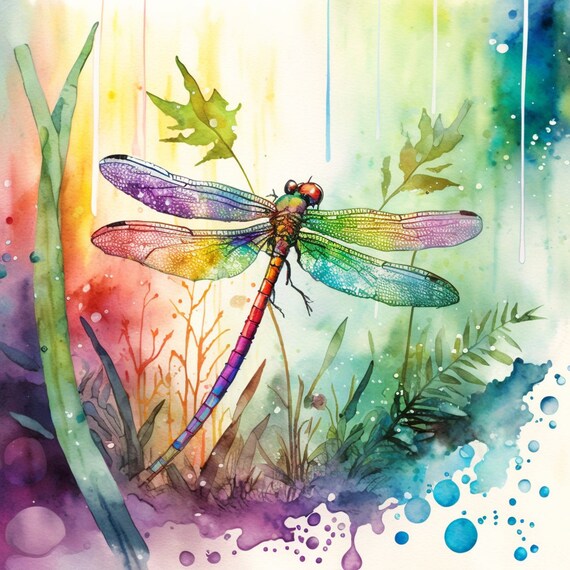 Watercolor Blue Mauve Dragonfly T-Shirt Watercolor Blue Mauve Dragonfly T-Shirt
