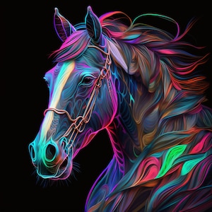 Colorful Horse Neon Design for tumbler sublimation, t-shirt design, wall art - PNG file