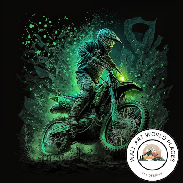 Dirt Bike Glow In The Dark design for tumbler sublimation, t-shirt design, wall art - SVG, PNG file