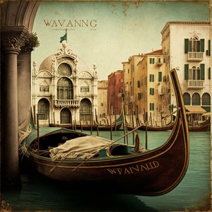 Wall Art Venice Italy Vintage Water Color design prints for tumbler sublimation, t-shirt design, wall art - PNG, JPEG files