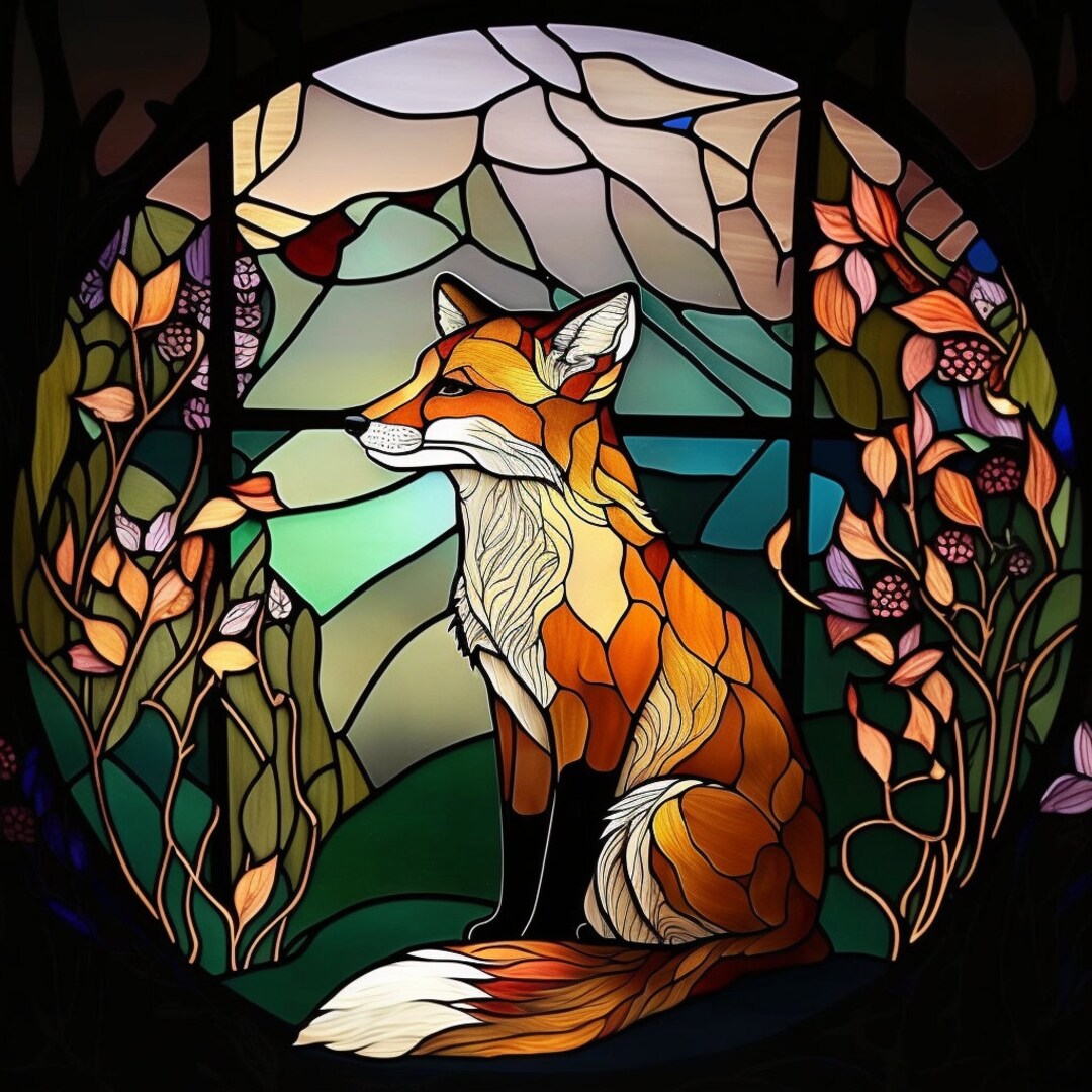 Fox Stained Glass Design for Tumbler Sublimation, T-shirt Design, Wall