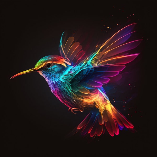 Neon Colorful Humming Bird design for tumbler sublimation, t-shirt design, wall art - SVG, PNG file