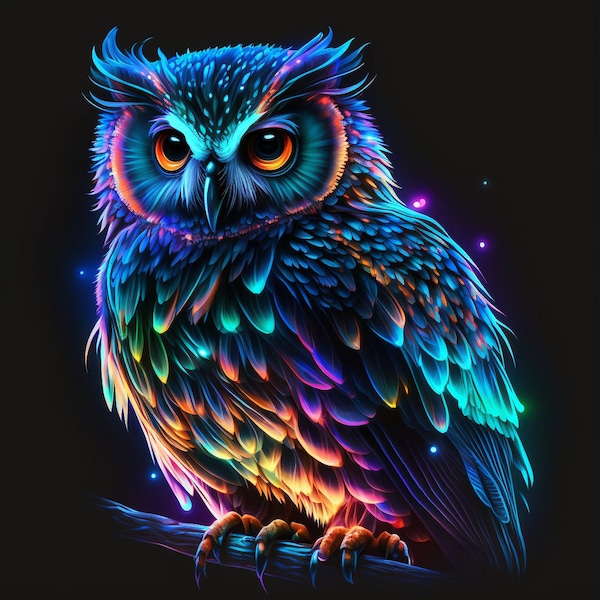 Neon Owl Design for tumbler sublimation, t-shirt design, wall art - PNG file