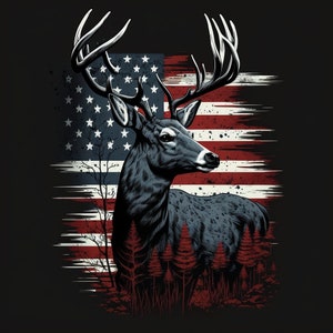 Deer USA Flag Design for tumbler sublimation, t-shirt design, wall art - PNG file
