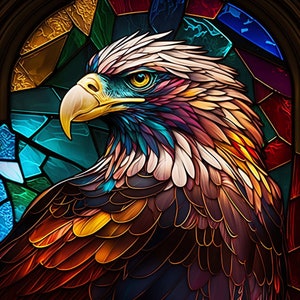 Colorful Eagle Stained Glass design for tumbler sublimation, t-shirt design, wall art - PNG file