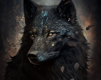 Black Wolf Shapeshifter Design for tumbler sublimation, t-shirt design, wall art - PNG, SVG file