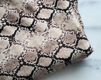 Brown and Beige Snake Skin Print Fabric, Stretch neutral animal printed knit, Soft wool blend snake pattern, Stylish Snake printed fabric
