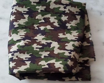Army Camo Cotton Fabric, Green Brown Tan cotton, Military print, Cotton camouflage, Camo cotton fabric, Camping deco fabric Sold by the yard