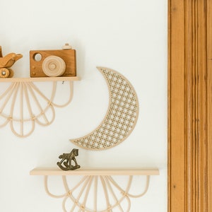 Rattan Moon Wall Hanging, Wall Moon, Boho Moon, Wood Moon, Wall Moon Decor, Moon