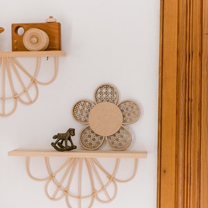 Rattan Wooden Daisies, Daisy Wall Decor, Daisy Nursery Decor, Nursery Shelf Decor, Boho Baby Girl Nursery Decor, Girls Bedroom Decor