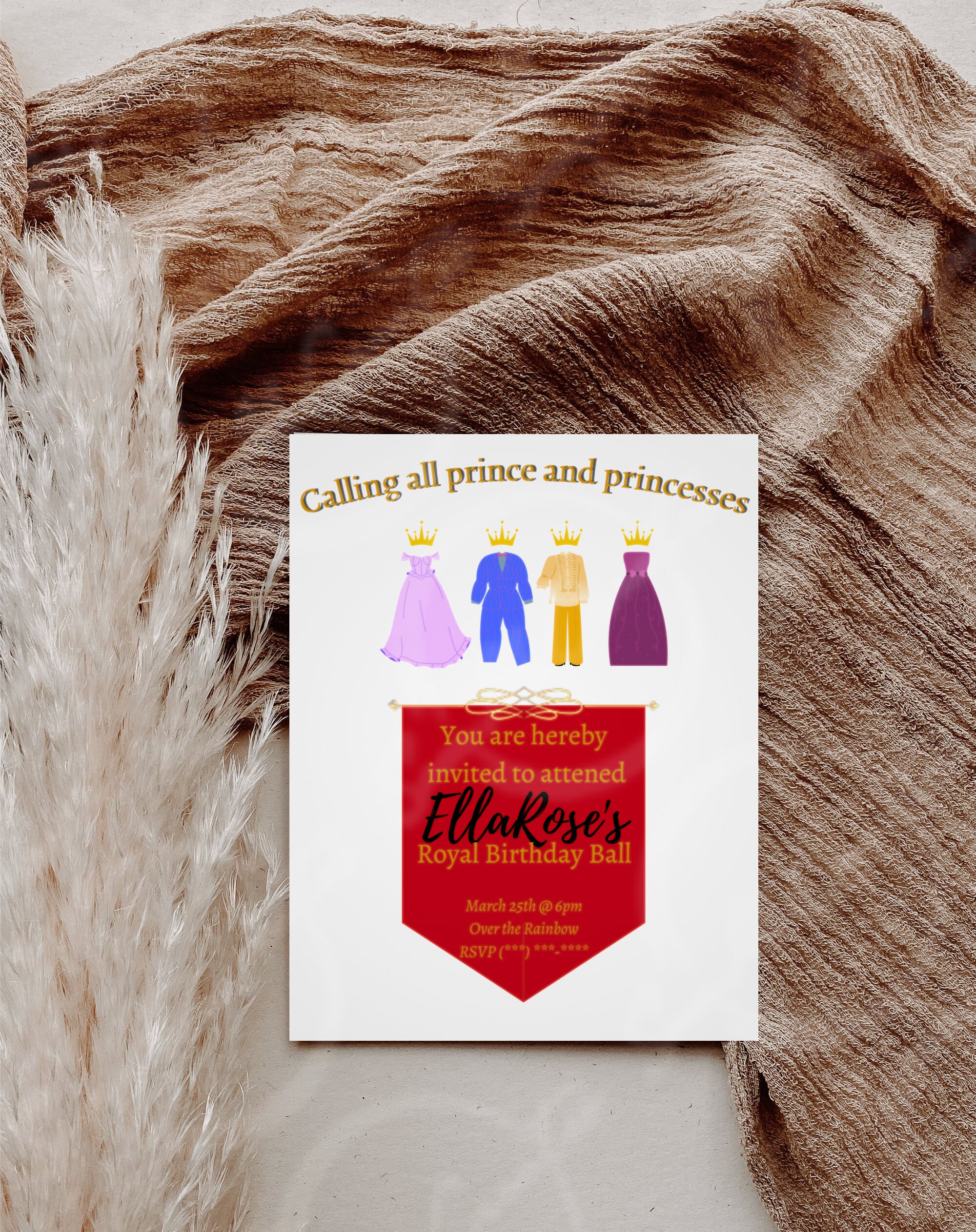 Prince and Princesses Printable Birthday Invitation - Etsy