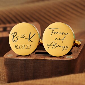 Personalized Cufflinks, Engraved Box Optional, Custom Wedding Day Cuff links for Groom Dad Father of the Bride, Anniversary Gift for Husband