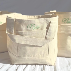 Embroidered Canvas Tote Bag: Personalized Monogram Book Bag