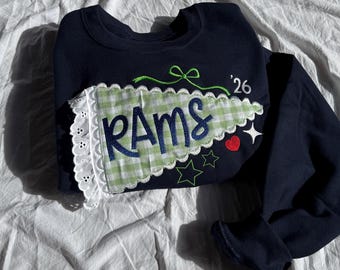 Embroidered School Pennant Sweatshirt, Custom Pennant Sweater