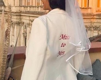 Custom Embroidered Bride Blazer, Personalized Wedding Day Jacket, Bridal Party Gift
