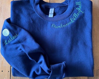Custom Embroidered Sports Team Crewneck: Varsity Style Name Sleeve