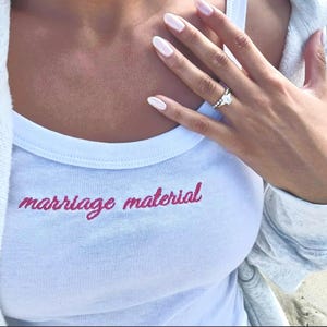Custom Mrs. Tank Top, Marriage Material Tank Top, Bridal Pjs, Bride Pajamas, Mrs. Set, Bridal Shower Outfit, Engagement Gift for Her