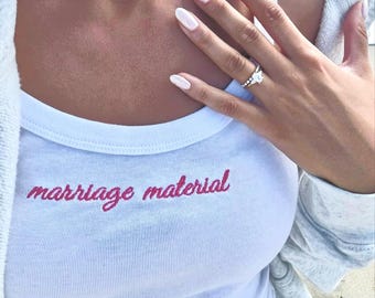Custom Mrs. Tank Top, Marriage Material Bridal Shower Gift