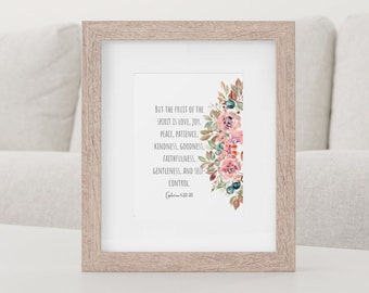 Galatians 5:22 Printable Wall Art - Fruit of the Spirit - Bible Verse Decor - Christian Decor - Instant Download - Farmhouse Decor - Floral
