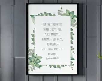 Galatians 5:22 Printable Wall Art - Bible Verse Decor - Fruit of the Spirit - Farmhouse - Boho Decor - Botanical