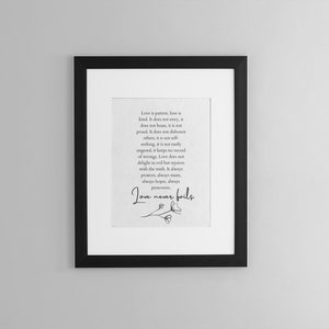 Bible Verse Wall Art - Love is Patient - Digital File Art - Printable Wall Art - Bible Quote - 1 Corinthians 13:4-8 - Christian Decor