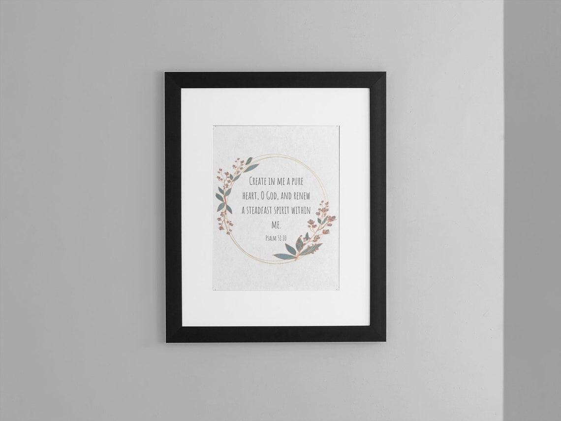 Psalm 51:10 Printable Wall Art Bible Verse Decor Christian Decor ...
