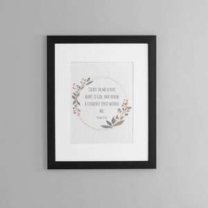 Psalm 51:10 Printable Wall Art Bible Verse Decor Christian Decor ...