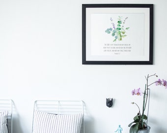 Psalm 28:7 Printable Wall Art - The Lord is My Strength - Bible Verse Decor - Christian Decor - Instant Download - Flowers - Farmhouse Decor