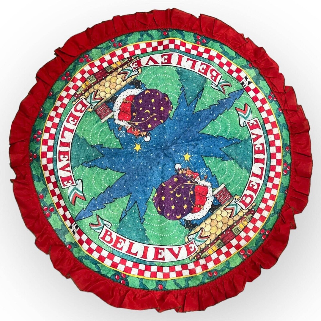 Vintage 1986 Mary Engelbreit Christmas Believe Tree Skirt Etsy