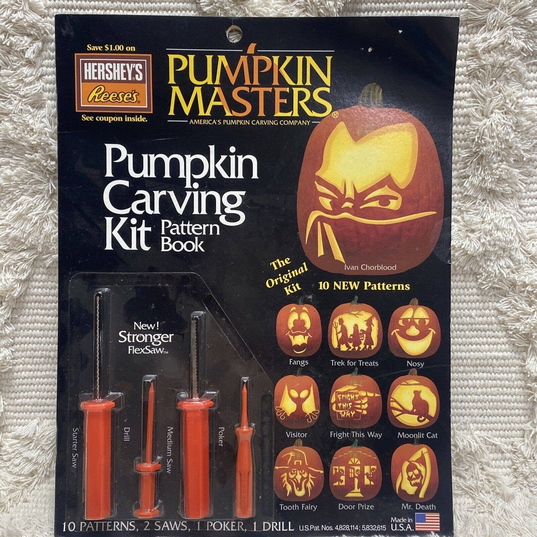 Vintage Pumpkin Masters Carving Kit Pattern Book & Tools New Etsy
