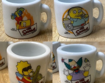 Simpsons 1” Miniature Cup Lot of 4 Bart Lisa Ralph Krusty Gum ball Collectible