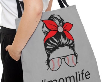 Mom Life - Baseball Mom - Large Tote Bag