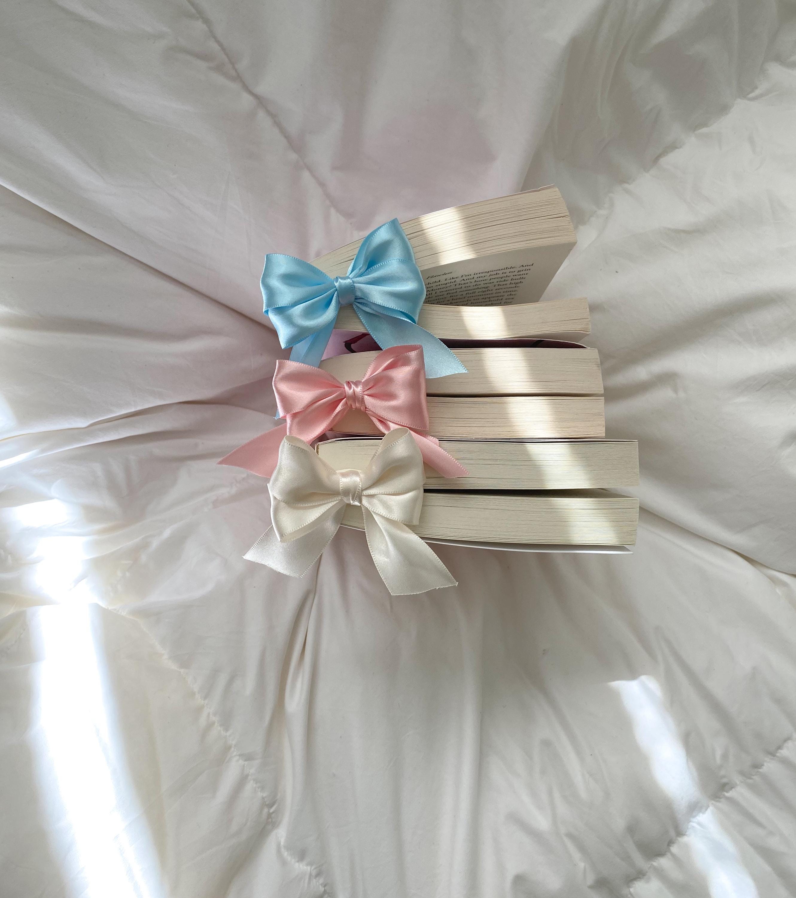 Satin Ribbon Bow Bookmark | Trendy, Coquette, Girly Gift | Pretty TikTok Booktok Trend for Bookworms, Readers, and Book Lovers | Aesthetic