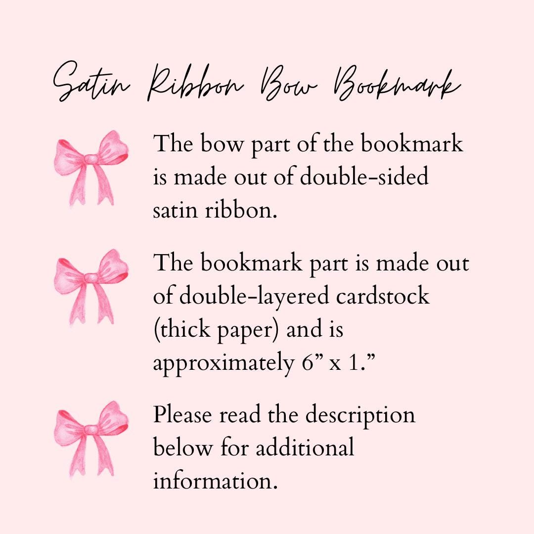Satin Ribbon Bow Bookmark | Trendy, Coquette, Girly Gift | Pretty TikTok Booktok Trend for Bookworms, Readers, and Book Lovers | Aesthetic