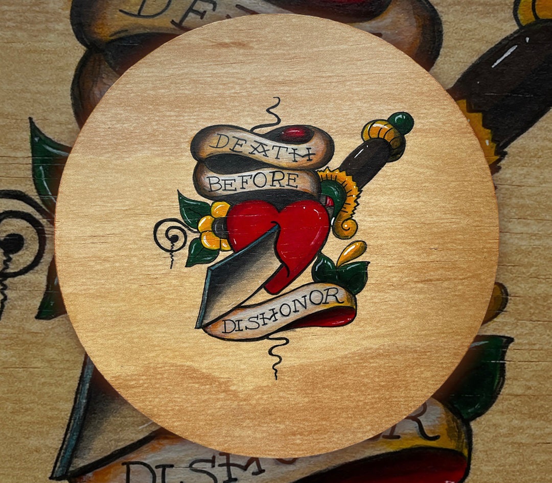 Heart and Sword, Sailor Jerry Inspired, Handmade Tattoo Art, Hand