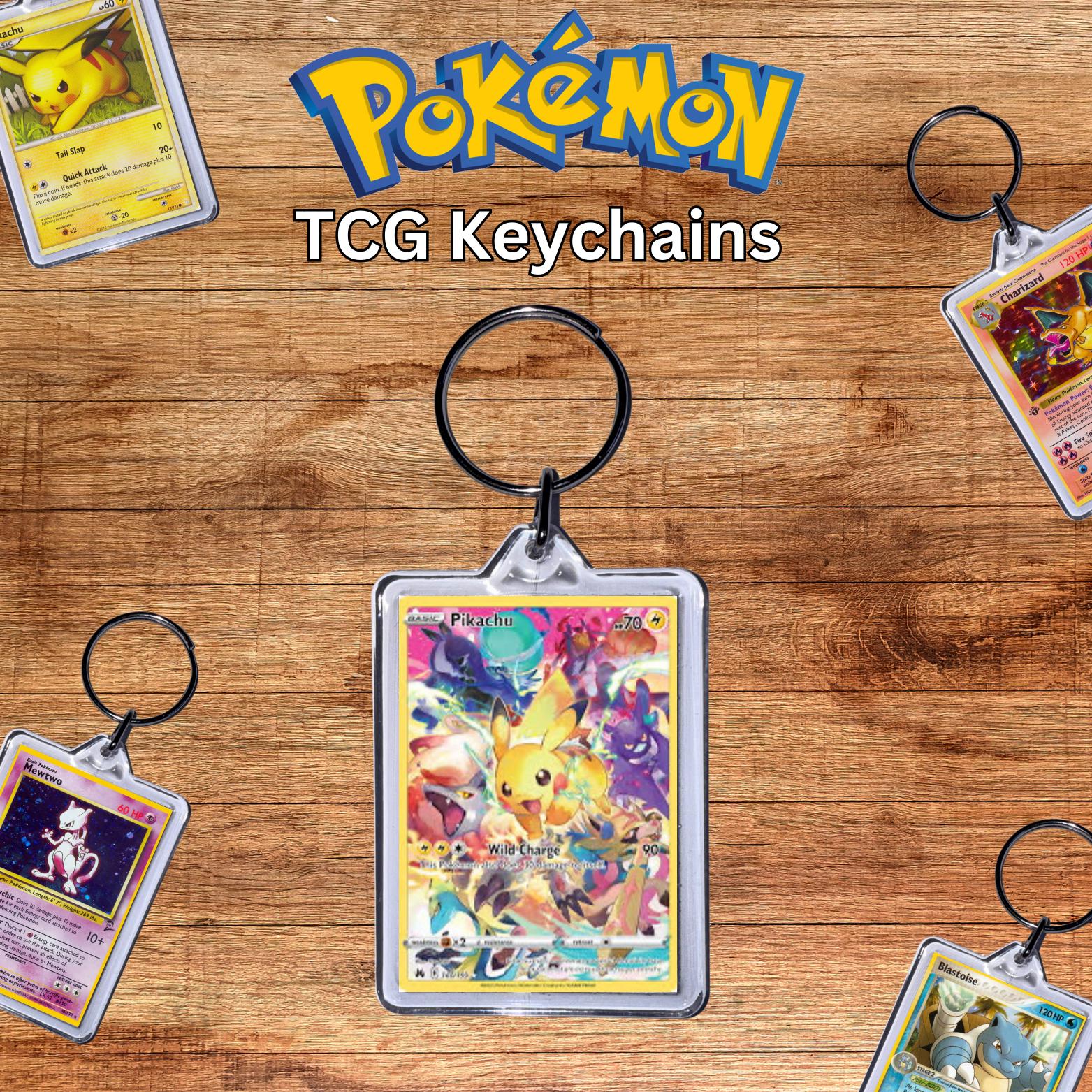 Pokemon Card TCG Keychains - Mini Pokemon Card Keychain / Keyrings