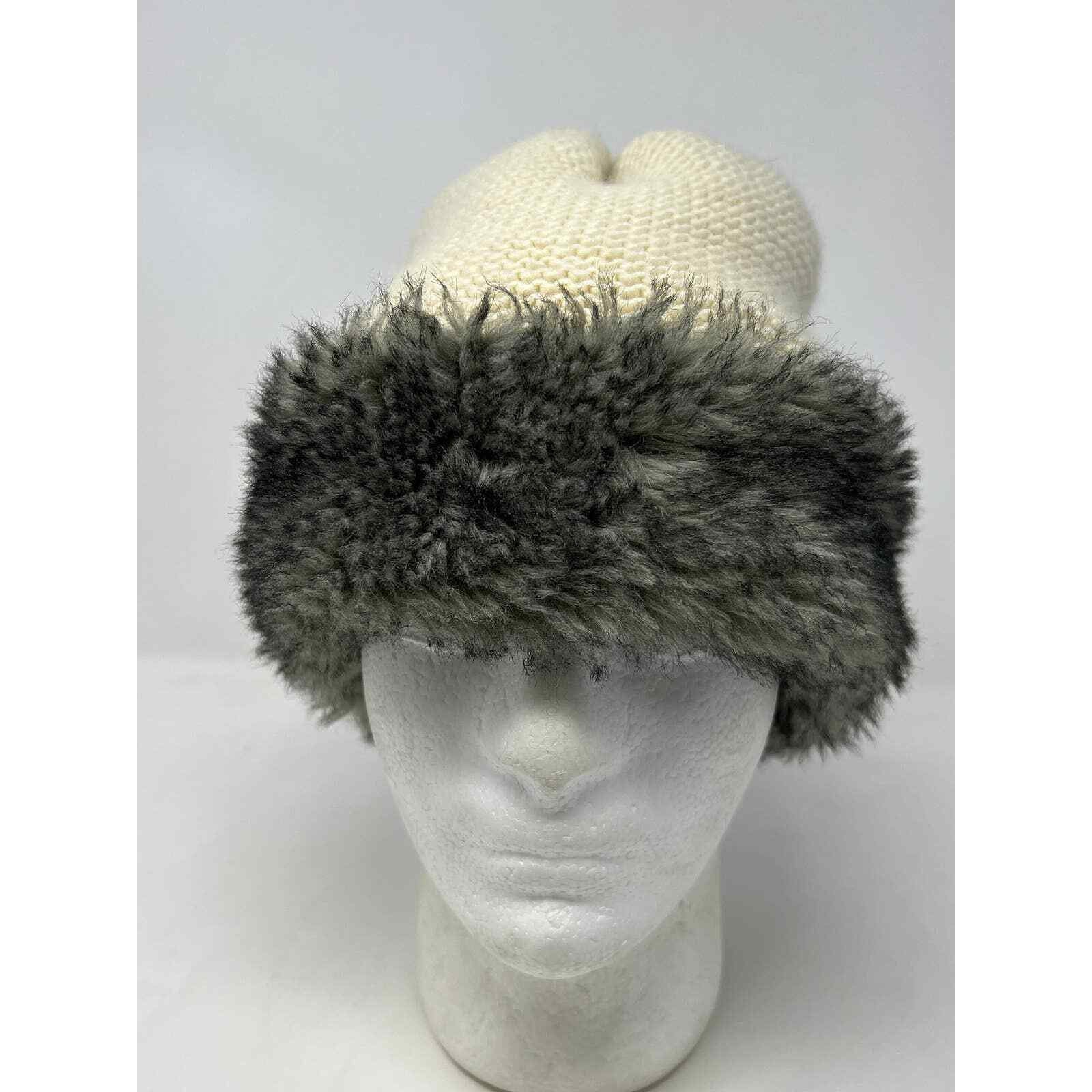 Unbranded off White Cream Womens Winter Hat With Faux Fur Trim - Etsy