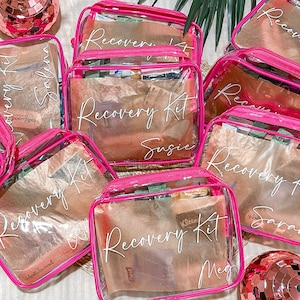 Recovery Nash bash kit bachelorette party favor kit spa clear make up bag bride to be bridesmaid favor hangover survival kit