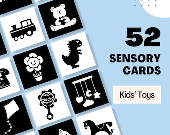 Baby-sensorische Karten Kontrastreiche Schwarzweiß-Baby-entwicklung Säuglingsstimulation Baby-Karten Montessori-Baby-sensorische Entwicklung