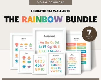 PAQUETE de carteles educativos - Arte de pared imprimible para niños pequeños y preescolares - Sala de guardería para niños, educación en el hogar, decoraciones de aula - Descarga digital