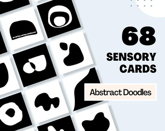 Cartões sensoriais para bebês em preto e branco - Flashcards Montessori imprimíveis de alto contraste para desenvolvimento do bebê, estimulação infantil - DOWNLOAD DIGITAL