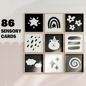 Black & White Baby Sensory Cards - High Contrast Printable Montessori Flashcards for Baby Development, Infant Stimulation - DIGITAL DOWNLOAD