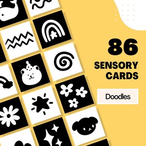 Cartes sensorielles noir et blanc pour bébé - Cartes flash Montessori imprimables à contraste élevé pour le développement du bébé, stimulation du nourrisson - TÉLÉCHARGEMENT NUMÉRIQUE