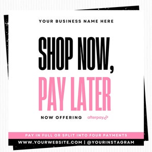 Shop Now, Pay Later Flyer Template, Shop Pay Flyer, Boutique, MUA, Hair Stylist, Lash Tech, Nail Tech, Canva Template