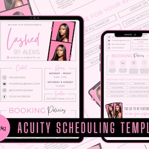 Lash Tech Acuity Scheduling Template | Lash Tech Branding | Lash Tech Website | Canva Templates | Light Pink and Black Acuity