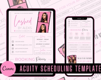 Lash Tech Acuity Scheduling Template | Lash Tech Branding | Lash Tech Website | Canva Templates | Light Pink and Black Acuity