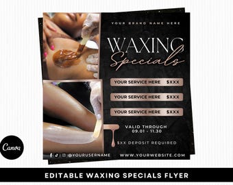 Waxing Specials Flyer: Editable Wax Esthetician Canva Template