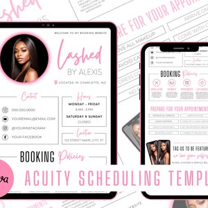 Lash Tech Acuity Scheduling Template | Lash Tech Branding | Lash Tech Website | Canva Templates | Pink and White Acuity